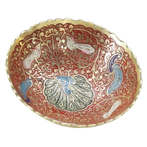 Veemoon Ciotola per Offerte Buddista in Rame Rosso Coppa Sacra da Meditazione Bordo Liscio Vassoio Decorativo per Casa e Tempio Forniture Tibetane per Culto e Adorazione