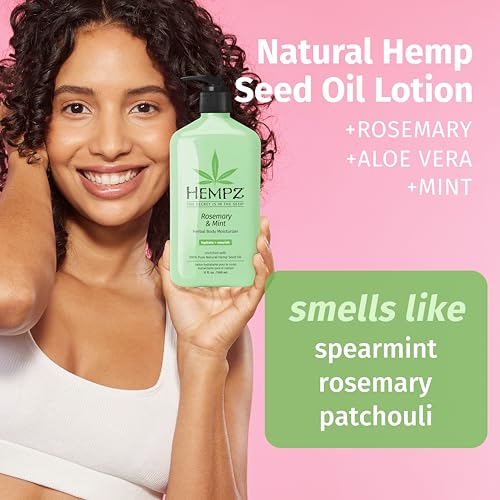 Image of HEMPZ Body Moisturizer, Rosemary & Mint 17 Oz inch Hydrating Lotion Rich with Minerals, Vitamin C, & Hempseed Oil to Nourish & Repair Extremely Dry or Sensitive Skin, for Women & Men