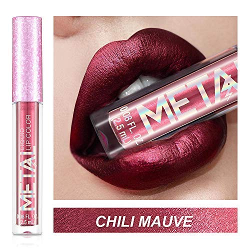 FanMin Liquid Metallic Lipstick Matte Lipstick, Waterproof Kissproof Long Lasting Liquid Lipstick,Attractive Lip Color (CHILI MAUVE)