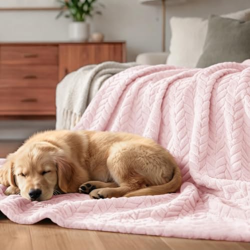 Image of Exclusivo Mezcla Fleece Throw Blanket for Couch Sofa, 50 inchx70 inch, Light Pink
