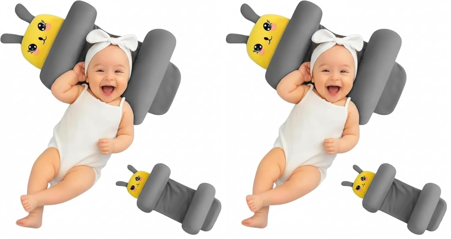 Baby Sleeping Support Pillow with Side Rollers for 0-12 Months | Soft Cotton Material, Anti-Flat Head, Newborn Safety Set, For Boys & Girls, Infant Neck Support-image-46