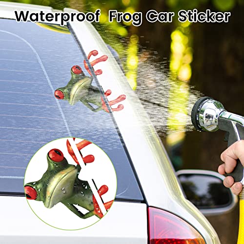 Utenew 2 Pieces Cute 3D Peep Frog Car Stickers, Funny Truck Window Vinyl Green Frog Decal, Waterproof Cartoon Animal Cling For Windshield Rearview Mirror Car Motorcycle Wall Decor, Left & Right #TOP3
