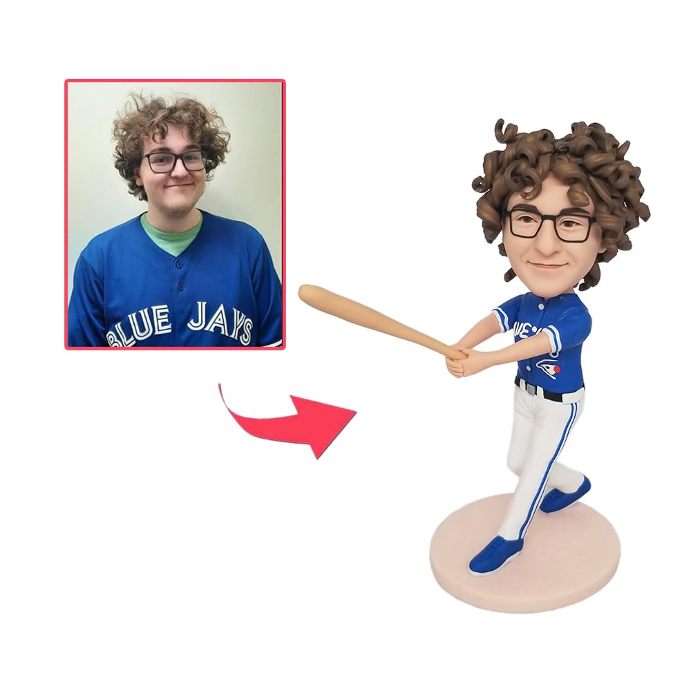 Niestandardowe figurki Bobbleheads spersonalizowana lalka, męski sportowiec baseballowy ręcznie robiona spersonalizowana rzeźba prezent dla mężczyzny chłopaka męża biura współpracownika