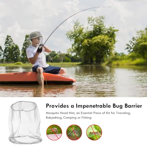 ACWOO 2PC Head Net Face Mesh Head Cover,Mosquito Kopf-Kescher Gesichts-Ineinander Greifen,Net Kopfschutz-Netz,Kopfnetz Gesicht Mesh Kopf Abdeckung für Outdoor Lovers,Klettern,Angeln, Imkerei(Grau)