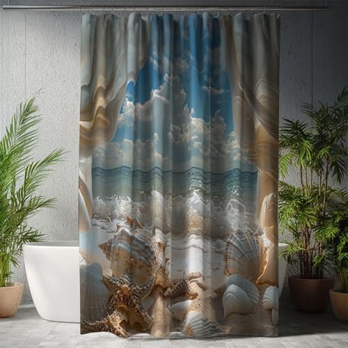 Rideau de douche coquille imperméable à ourlet lesté anti-adhérence