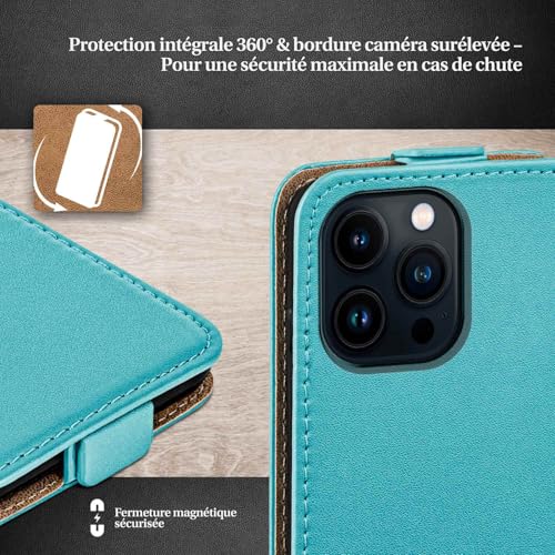 Étui pour iPhone 14 Pro Max à rabat moex turquoise idéal pour le bureau