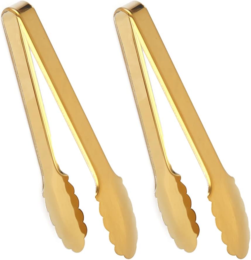 Amazon.com: XEVOM Gold Buffet Tongs - 4 Pack, 9 Inch, Stainless Steel ...