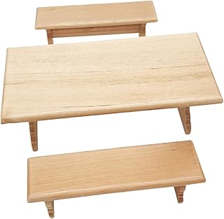 ULDIGI 1 Conjunto Mini Mesa E Banco Mesa De Jantar Modelo De Mesa De Casa De Boneca Mini Decoração De Casa Móveis De Casa De Boneca Móveis De Boneca Decoração De Mini Casa Modelo De