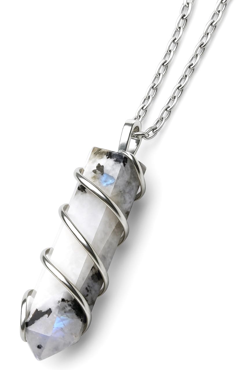 Rainbow Moonstone Healing Crystal Necklace - Lunar Pendant Balance, Inner Light, Love & Creativity