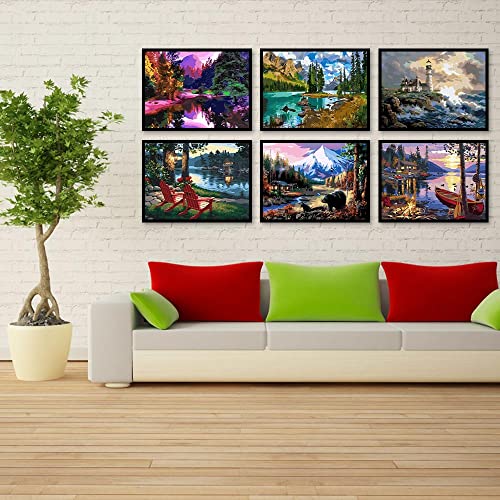 Aosgedy 6 Pack Paint By Numbers,Paint By Numbers For Adults Kids Beginner, Adult Paint By Number Diy Landscape Oil Painting For Home Wall Decor 12X16 Inch #TOP4