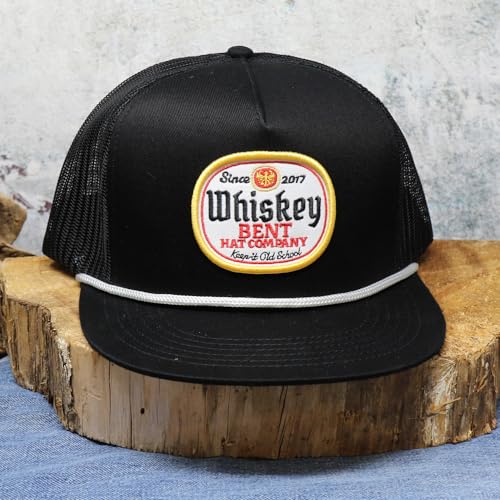 Image of WHISKEY BENT HAT CO. Black Label Adjustable Snapback Hats with Rope