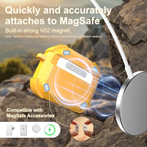 Image of RFUNGUANGO for AirPods 5 /4 Case (2026 /2024) with Lock, Yellow