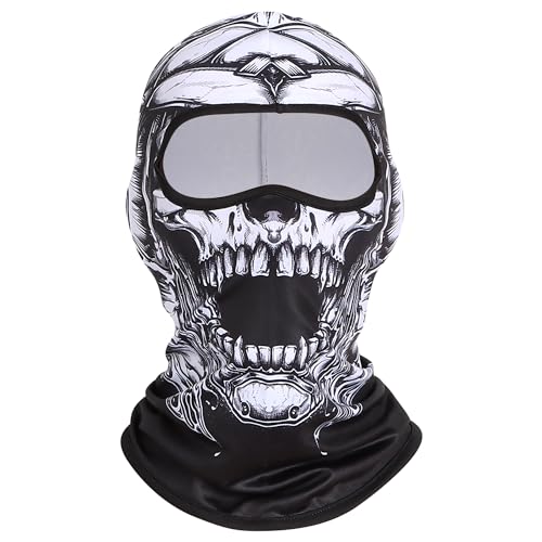 GMYIAK Skull Print Balaclava, Motorcycle Cycling Neck Warmer, Balaclava Face Mask for Bike Skateboard Snowboard Outdoor Sport, Halloween Costume Mask for Horror Party (Polyester, 2)