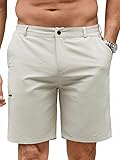 Pantalones Cortos Hombre Casual Verano Bermudas Ligeros con Cintura Elástica Cargo Shorts Secado Rápido con Múltiples Bolsillos, Beige L