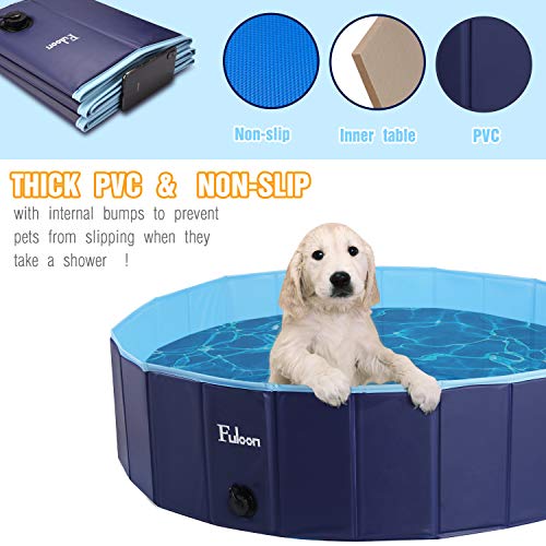 Fuloon Pvc Pet Swimming Pool Portable Foldable Pool Dogs Cats Bathing Tub Bathtub Wash Tub Water Pond Pool Pet Pool & Kiddie Pools For Kids In The Garden, (120 X 28Cm(47.2Inch.d X 11Inch.h), Blue) #TOP3
