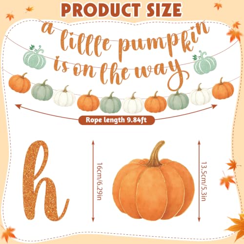 Image of Little Pumpkin Banner and Hanging Swirls Fall Baby Shower Decor