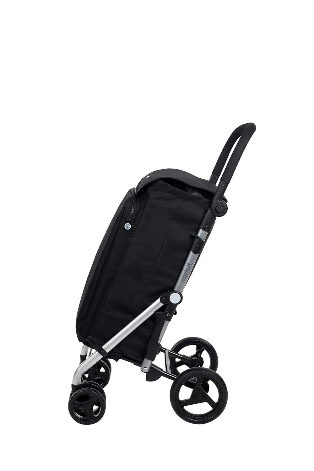 Carlett Carro de Compra 4 Ruedas Plegable, Bolsa Extraíble de Gran Capacidad 58L/32Kg y Bolsa Isotérmica 12L, Manillar Regulable, Freno de Seguridad, Convertible a 2 Ruedas, Lite Family, Color Negro