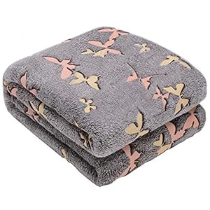 Glow in The Dark Throw Blanket,Super Soft Warm Cozy Fuzzy Plush Butterfly Pattern Blanket for Halloween Christmas Teens…