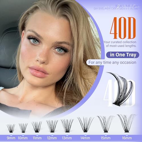 Image of Pawotence Lash Clusters 200pcs Individual Lashes 40D Cluster Eyelash Extensions 9-16mm Eyelash Clusters Lash Extensions for Self Application (40D, 0.07D, 9-16mm)