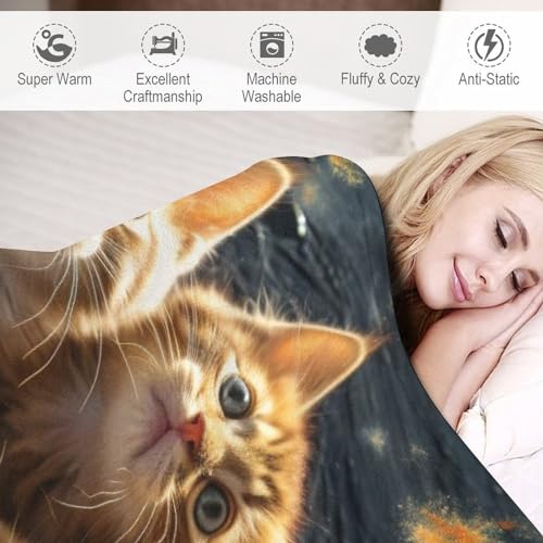 Couverture polaire chat contre le froid plaid doux canape
