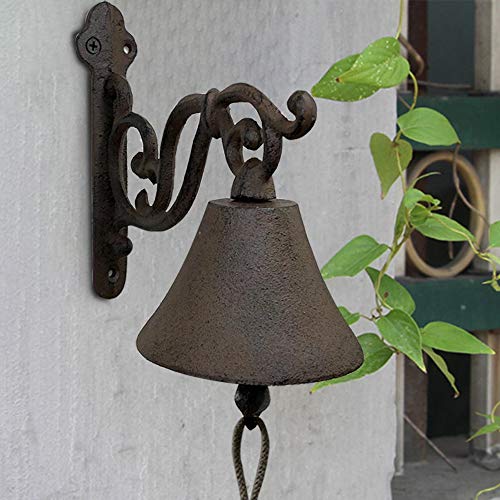 TOFOAN Antique Decorative Doorbell-Indoor Outdoor Manually Shaking Wall Mounted Medieval Rustic Door Bell-Garden Home Birds,Horse,Goose,Vine Cast Iron Bells-Decoration Bells (Vine Decorative Bell)