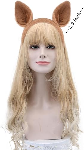 Miniatura 33 de HODRME - Diadema de orejas y cuernos de animales de felpa, para Halloween, Navidad, festival, fiesta temática de animales, cosplay, o disfraz