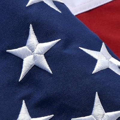3x5 FT American Flags for Outside - Heavy Duty Polyester US Flag with Embroidered Stars & Sewn Stripes, Brass Grommets - Vibrant Outdoor USA Flags for All Weather