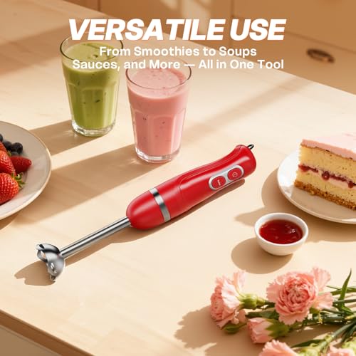 Image of Turelar Immersion Blender Handheld, Corded Electric Blenders Portable Stick Mixer with 2 Mixing Speed and Stainless Steel Blades Emulsifier for Effortless Blending Soup, Smoothies, Puree or Baby Food