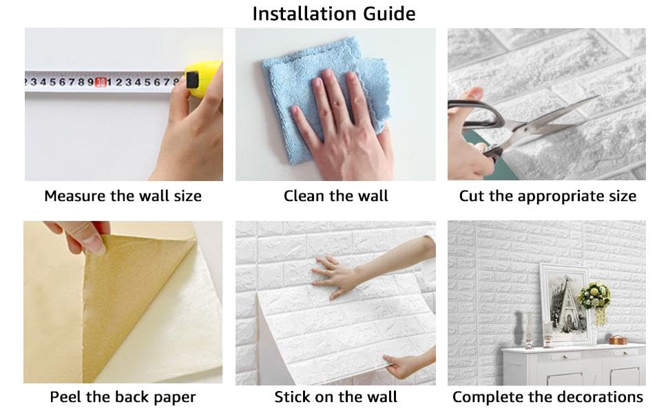 Image of CVD 3D PE Foam Self-Adhesive Wall Stickers | White Wallpaper for Home, Hotel, Living Room, Bedroom & Cafe | DIY Decorative Panel (70 x 77 cm, Approx. 5.8 Sq. Feet, 1 Piece)