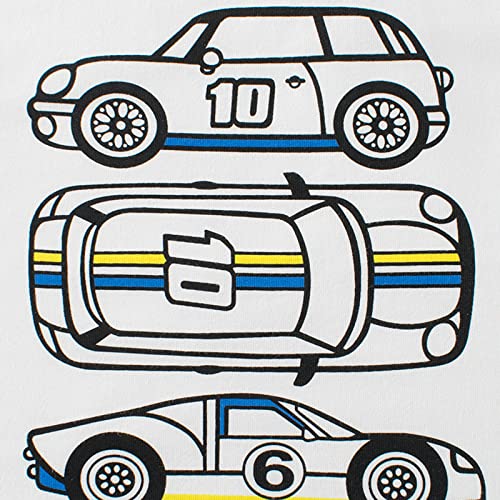 Camisetas infantis de manga curta para meninos de algodão casual com estampa de carro de corrida de