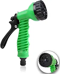 Esguicho Para Mangueira Multifuncional Verde e Preto Plástico Resistente 8 Jatos Funções de Spray Gatilho Ergonômico Para Jardim e Lavagem