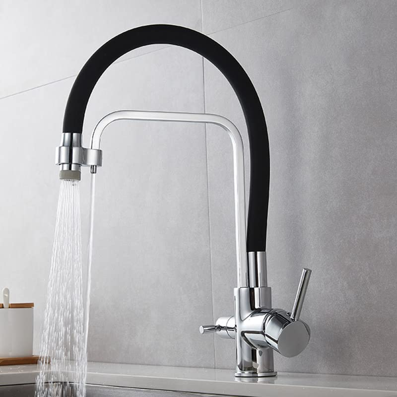 Robinet de cuisine filtré noir mitigeur de cuisine rotatif eau chaude froide
