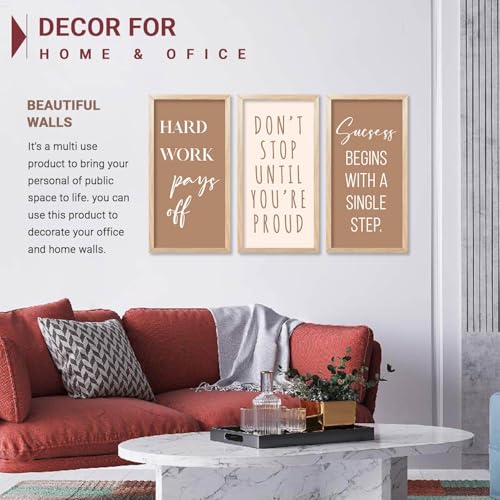 Image of kotart - Motivational Wall Decor Paintings| Painting for wall Hanging | Quotes Wall Decor Paintings | Motivational Quotes Poster With Frame | Wall Hanging Painting For Office Living Room Bedroom Set of 3 (13x25 inch, E)