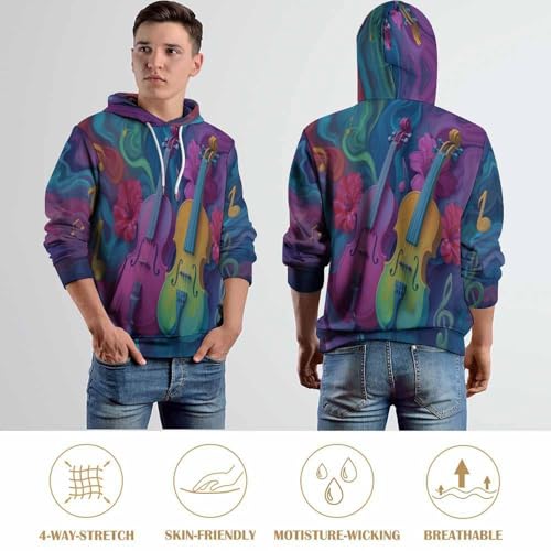 Sweat 3D motif note de guitare : pull à manches longues haut tendance - 6