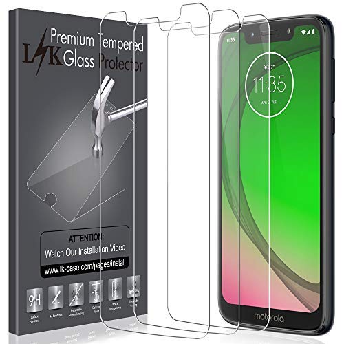 LK 3 Pack Screen Protector Compatible with Motorola Moto G7 Play Tempered Glass, 9H Hardness, Case Friendly