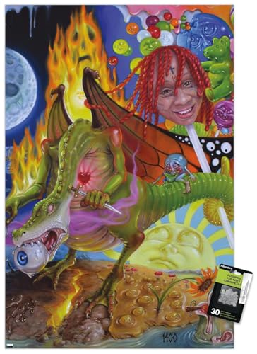 Trippie Redd - Trip at Knight Album Cover Wall Poster with Push Pins