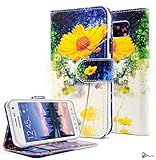 Galaxy S6 Active Case, NageBee [Kickstand Feature] Premium PU Leather Flip Fold Wallet Case with [ID&Credit Card Slot] for Samsung Galaxy S6 Active - Yellow Flower