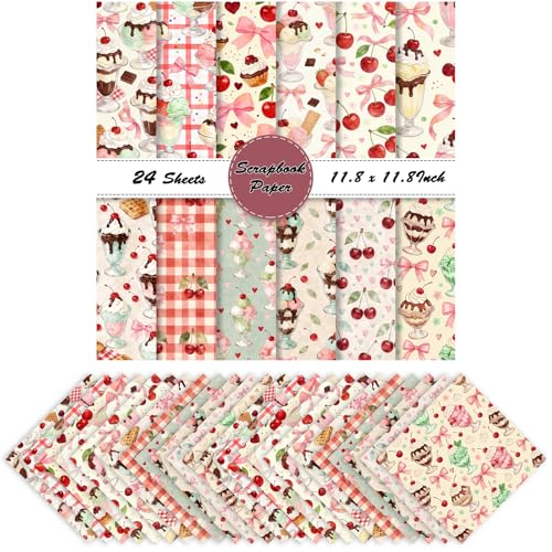 Papier scrapbooking cerise pour décorer vos carnets de vacances d'été