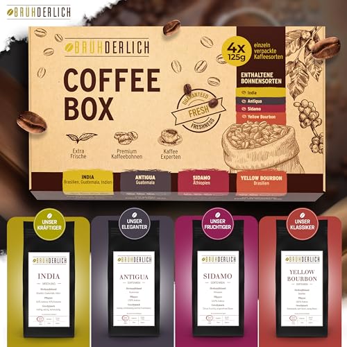 BRÜHDERLICH Kaffeebohnen Probierset ganze Bohnen (500g) - Premium Geschenk - Geschmackliche...