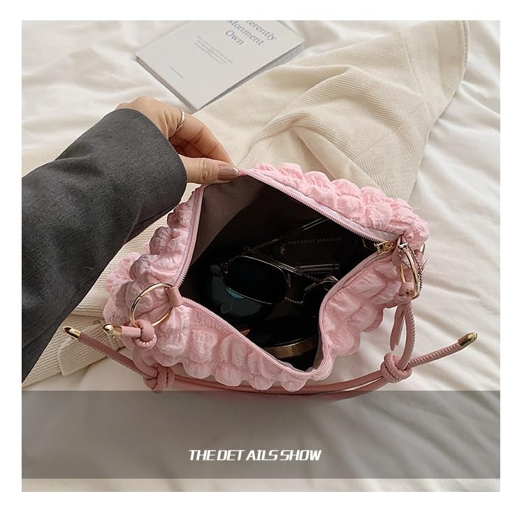 Women's Quilted Tote Bag, Puffy Crossbody Bag, Bubble Purse For Women Shoulder Bag Handbag with Adjustable Strap, 10.6x6.3x3.1 Inches3