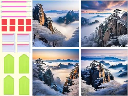 DIY diamant painting montagnes 4 pack pour lutter contre le stress