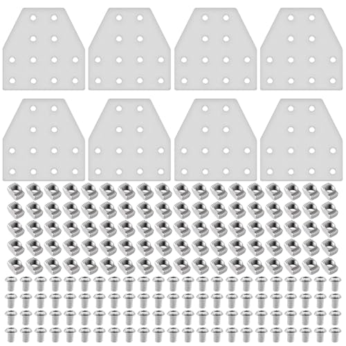 Image of 12pcs 2040 T Corner Bracket Joining Plate T Slotted Accessories 12-Hole 2040 Hardware Connector 2040 with T Nuts and Screws Silver