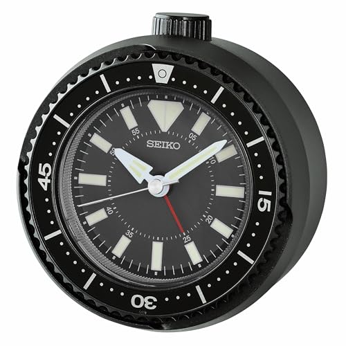 SEIKO Mai Modern Non Ticking Bedroom Alarm Clock, 4 Inch, Metallic Black