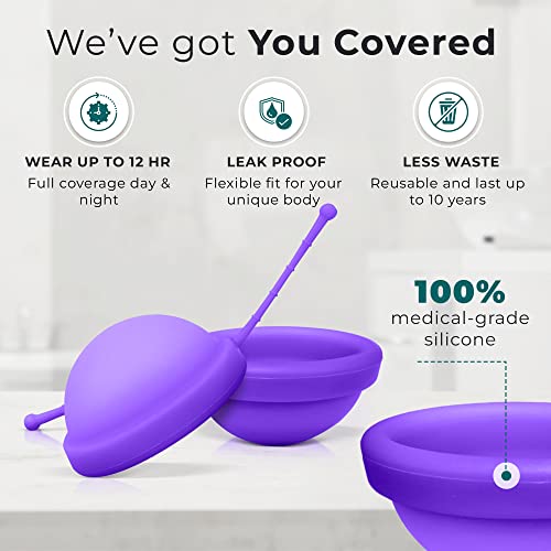 Ecoblossom Reusable Menstrual Disc - Menstrual Cup - Soft Period Disc For Women Designed With Flexible, Medical-Grade Silicone Period Cup (Pack Of 2, Violet & Teal) #TOP1