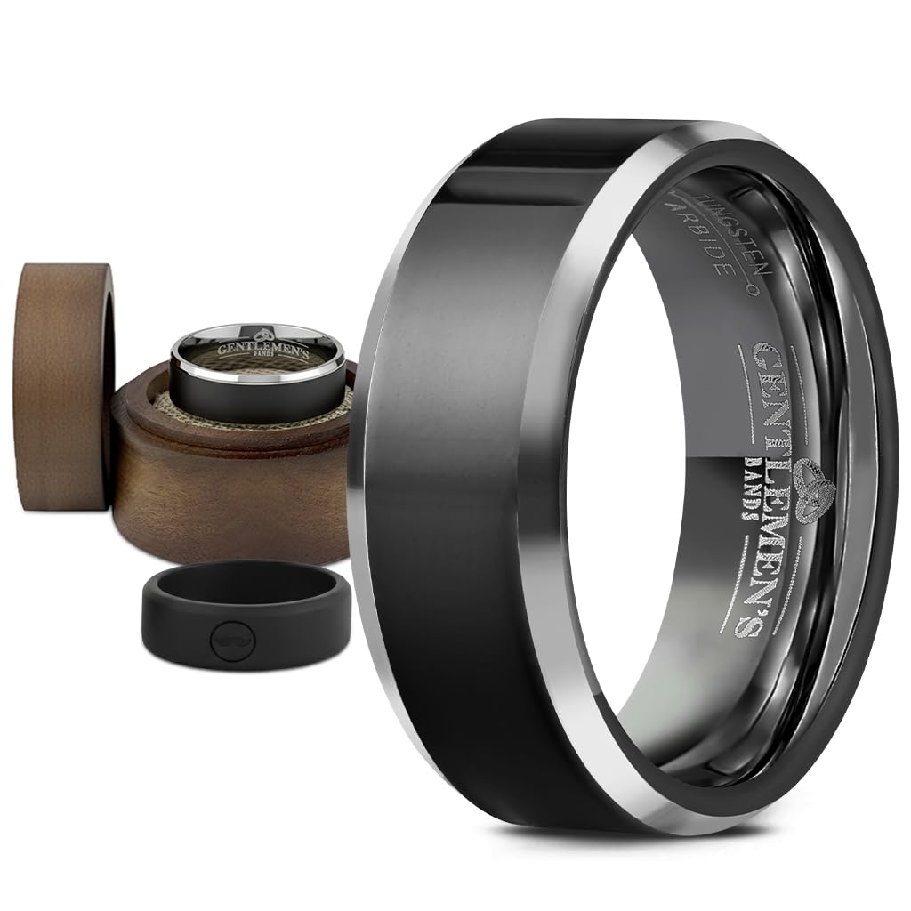 Men's Black Tungsten Carbide Wedding Band