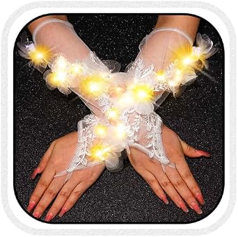 Light Up Wedding Gloves Flower Fingerless Bridal Gloves Glow Lace Prom Accessories for Women