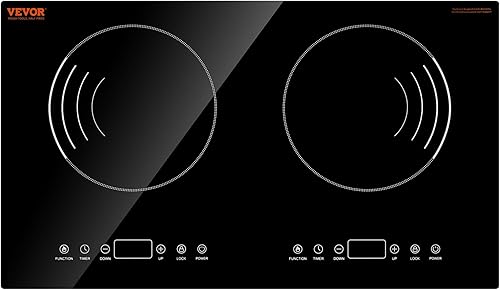 Miniatura 9 de VEVOR Placa de inducción, quemador eléctrico de encimera de 1800 W con 9 ajustes de potencia, estufa de control táctil de 2 quemadores, estufa de