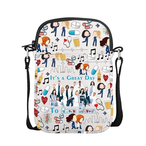 CMNIM Grey's TV Series Inspired Crossbody Bag Anatomy Characters Shoulder Purses Adjustable Strap Doctor Anatomy Fans Gifts