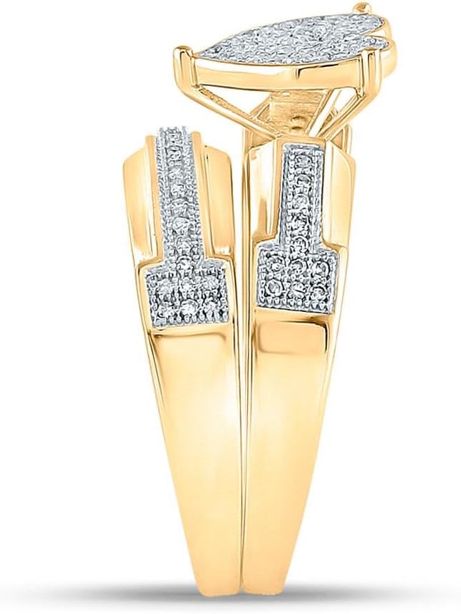 Jewels By Lux 10K Yellow Gold His Hers Round Diamond Heart Matching Wedding Set 1/2 Cttw, Womens Size 5-9, Mens Size 8-12