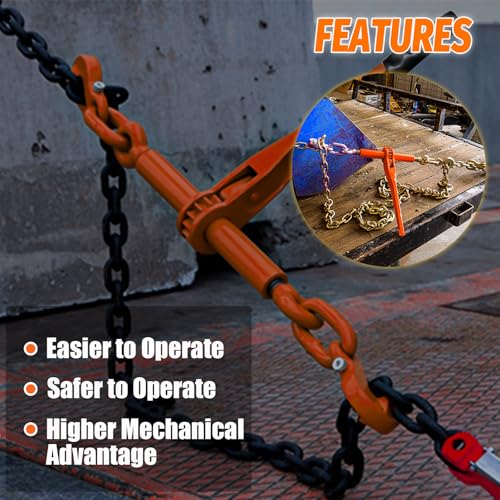 Image of Ratchet Binder 1 /4''- 5 /16'', Load Binder with G70 Grab Hooks, Adjustable 1 /4 inch Binder for 1 /4 Chains, 2200 Pounds Working Load Limit- Heavy Duty Ratchet Chain Binders (2 Pack)